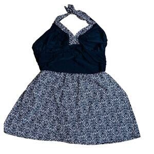 Cabana Life Black Grey Damask One-Piece Swimsuit & Skirt Set Size XL